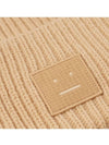 Face Patch Ribbed Wool Beanie Biscuit Beige - ACNE STUDIOS - BALAAN 6