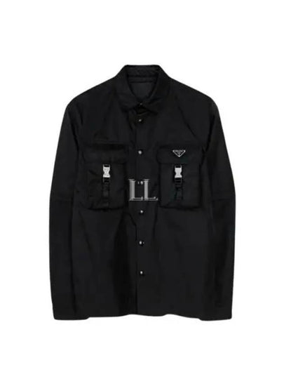 Re-Nylon Triangular Logo Pocket Long Sleeve Shirt Black - PRADA - BALAAN 2