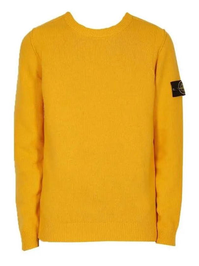 Wappen Patch Crew Neck Wool Knit Top Yellow - STONE ISLAND - BALAAN 2