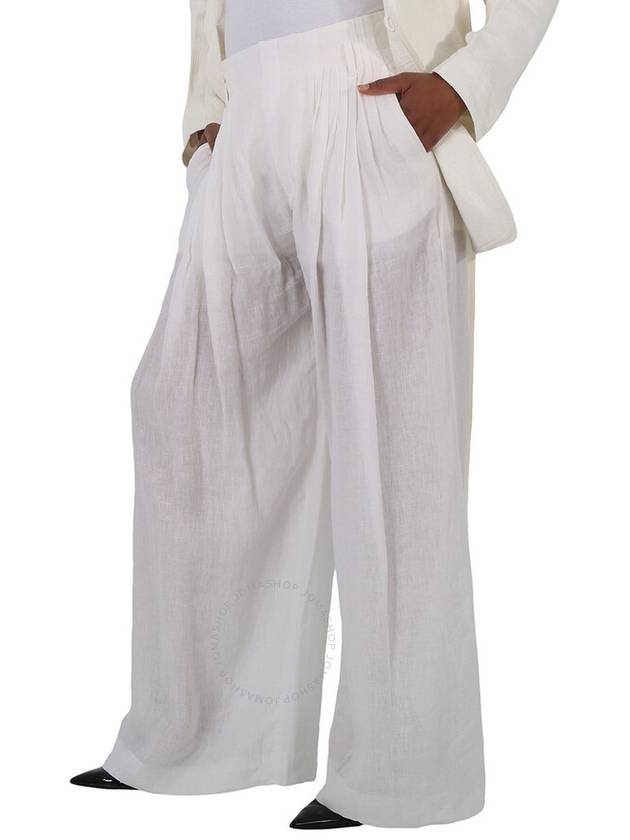 high waist linen wide pants white - CHLOE - BALAAN 3