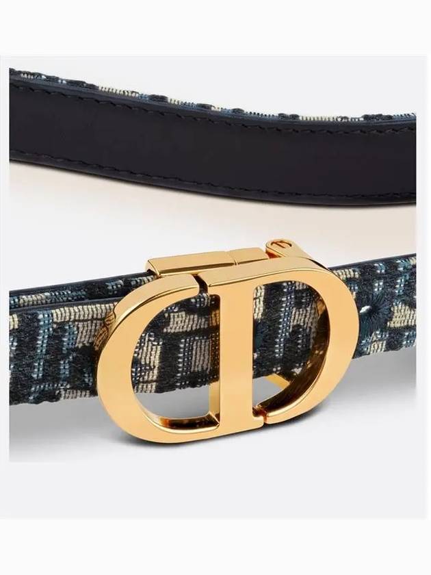 30 Montaigne Gold Hardware Jacquard Reversible Leather Belt Black Blue - DIOR - BALAAN 4