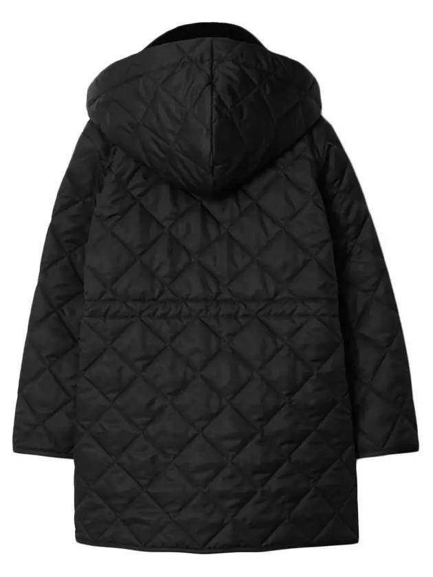 Kids Corduroy Collar Diamond Hooded Quilted Jacket Black - BURBERRY - BALAAN 4