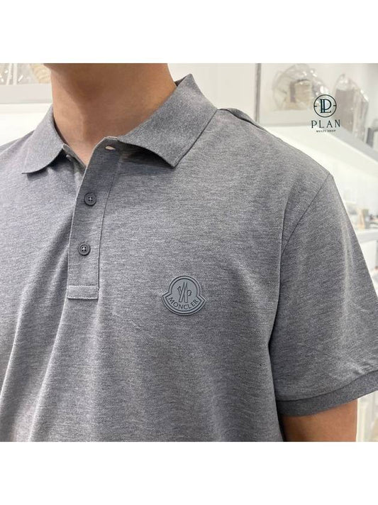 Logo Patch Polo Shirt Grey - MONCLER - BALAAN 2