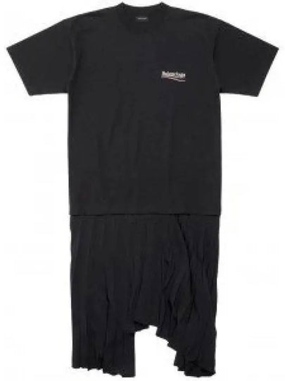 Logo Pleated T-Shirt Long Dress Black - BALENCIAGA - BALAAN 2