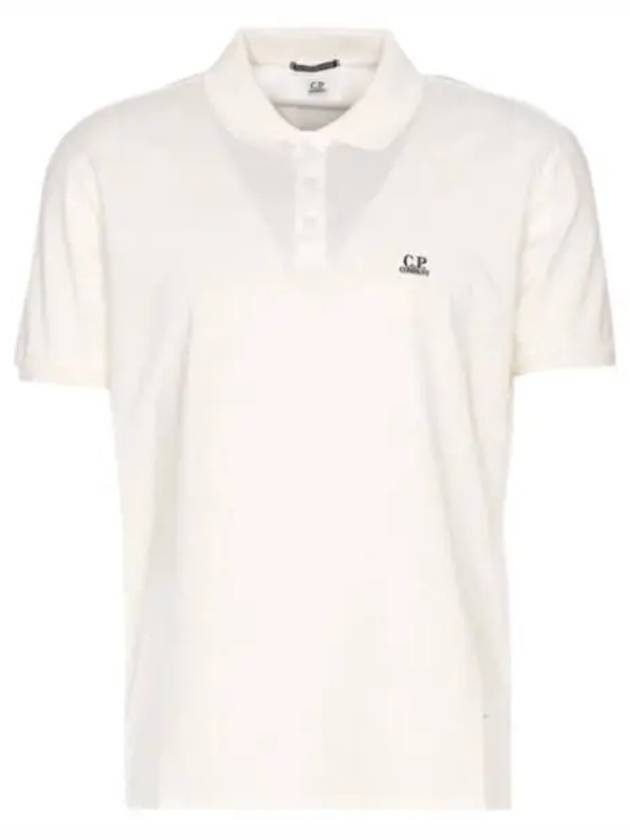 Men's Embroidered Logo Cotton Polo Shirt White - CP COMPANY - BALAAN 2