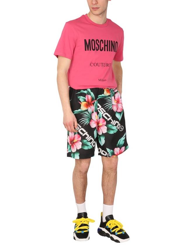 Men's Hibiscus Print Shorts Black - MOSCHINO - BALAAN 3