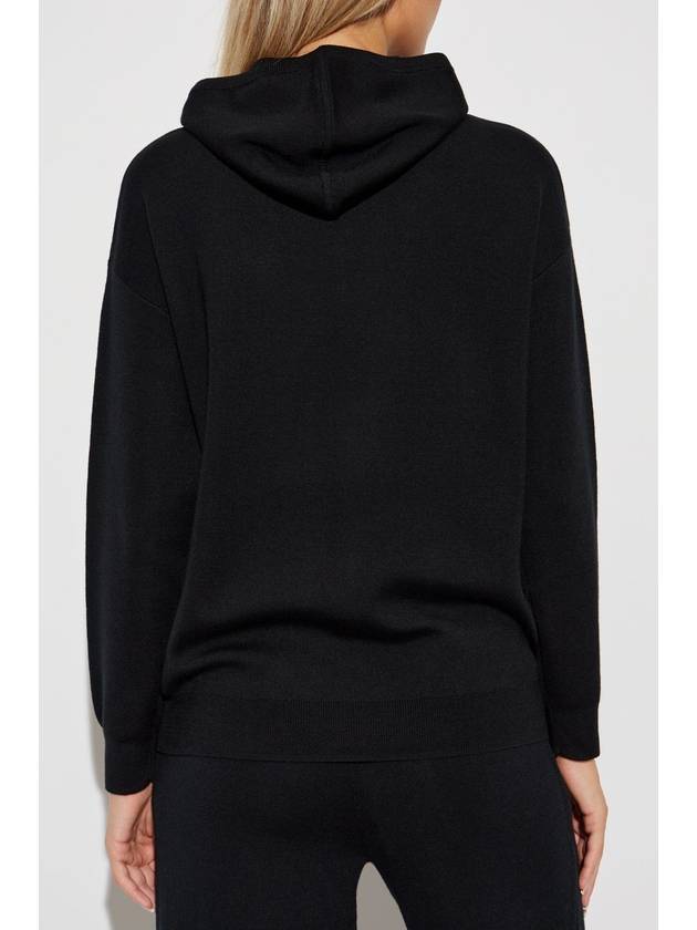 Embroidered Logo Drawstring Hoodie Black - MAX MARA - BALAAN 5