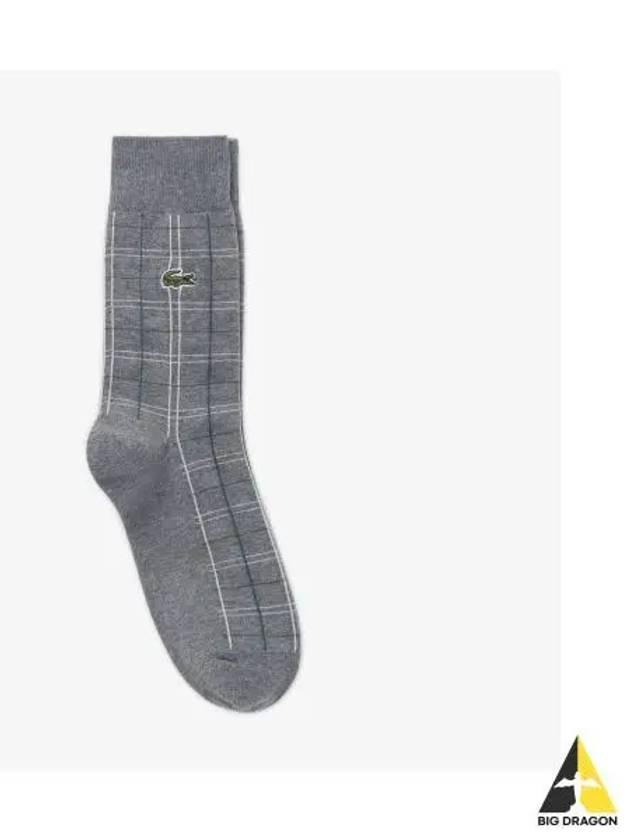 Men s Grid Check Gentleman Socks Melange Gray - LACOSTE - BALAAN 1