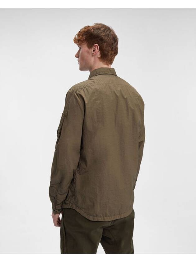 Tylon L Button Long Sleeve Shirt Green - CP COMPANY - BALAAN 3