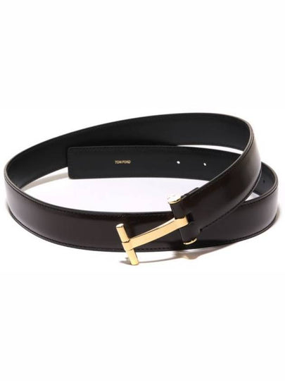 Logo Buckle Leather Belt Brown - TOM FORD - BALAAN 2