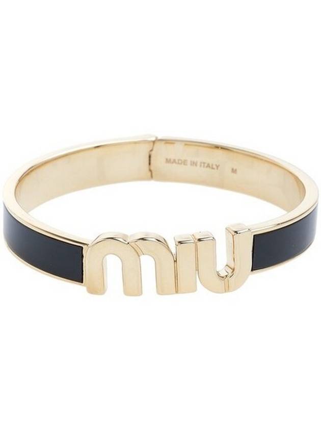 Enamel Metal Logo Bracelet Black - MIU MIU - BALAAN 1