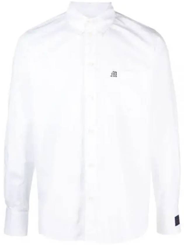 Embroidered Logo Cotton Long Sleeve Shirt White - MSGM - BALAAN 1