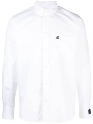 Embroidered Logo Cotton Long Sleeve Shirt White - MSGM - BALAAN 1