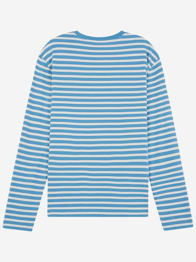 Striped Cotton Short Sleeve T-Shirt Blue - MAISON KITSUNE - BALAAN 3