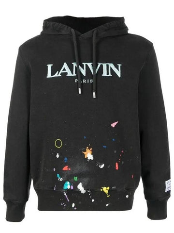 X Gallery Department Logo Embroidery Painting Sweatshirt Hooded Sweatshirt Washed Black TOG698 S1 - LANVIN - BALAAN 1