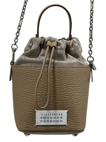 5AC Number Logo Texture Leather Bucket Bag Brown - MAISON MARGIELA - BALAAN 2