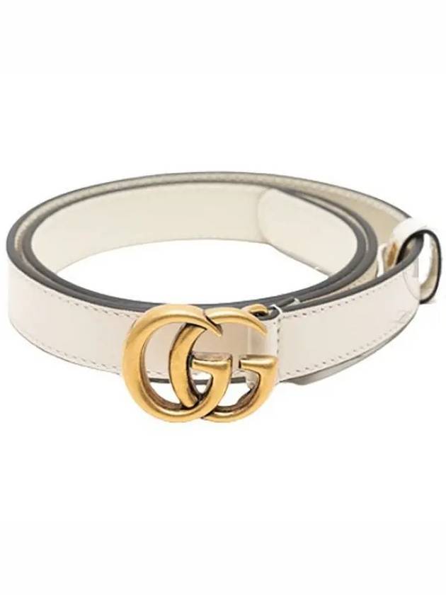 GG Marmont Double Buckle Thin Belt White - GUCCI - BALAAN 2