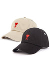 De Coeur Embroidered Logo Ball Cap Beige - AMI - BALAAN 2