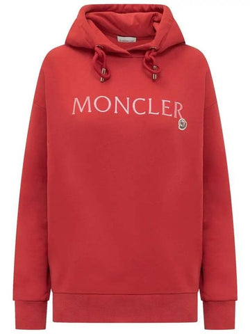 23SS Logo Patch Embroidery Hoodie Red 8G000 16 899WC 455 - MONCLER - BALAAN 1