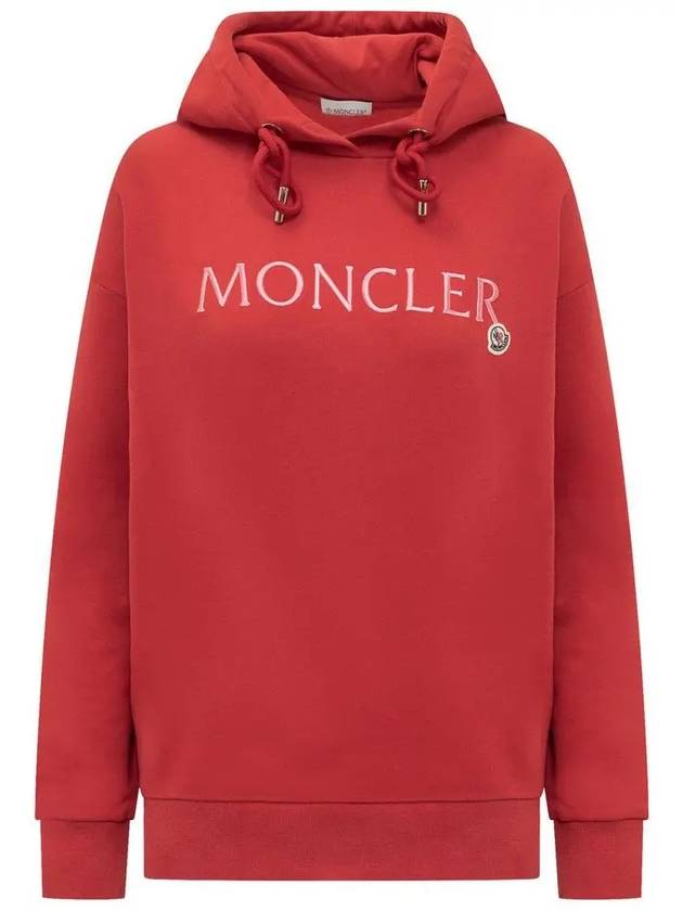 23SS Logo Patch Embroidery Hoodie Red 8G000 16 899WC 455 - MONCLER - BALAAN 2