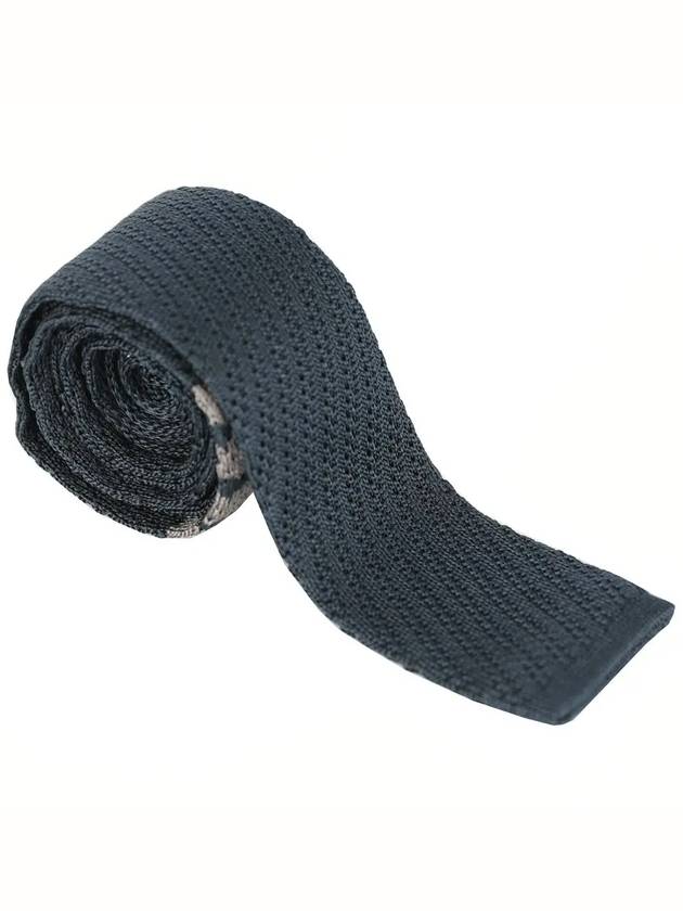 4 Bar Silk Knit Tie Navy - THOM BROWNE - BALAAN 5