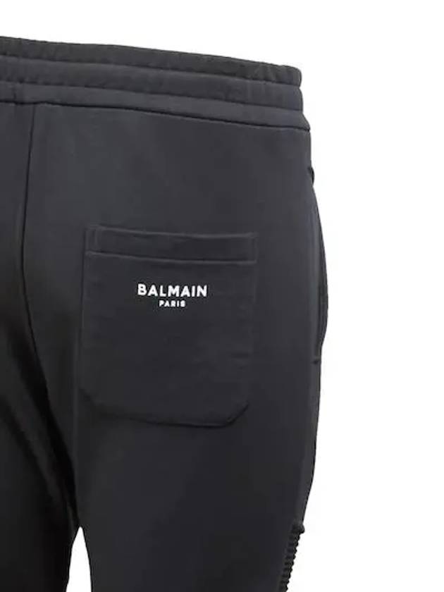 Flocked Logo Print Pocket Cotton Jersey Sweatpants Black - BALMAIN - BALAAN 5