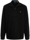 Embroidered Pony Logo Half Zip-Up Knit Top Black - POLO RALPH LAUREN - BALAAN 2