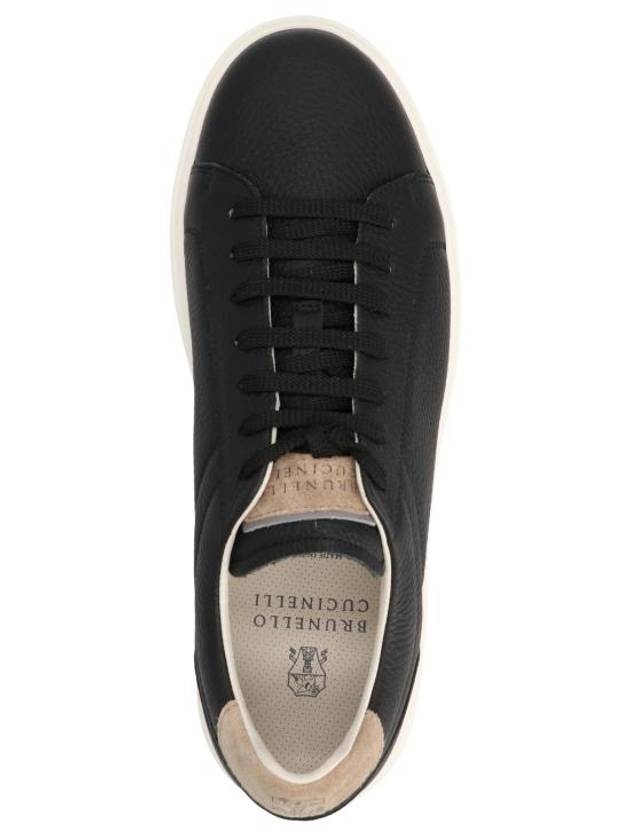 Logo Leather Low Top Sneakers Black - BRUNELLO CUCINELLI - BALAAN 4