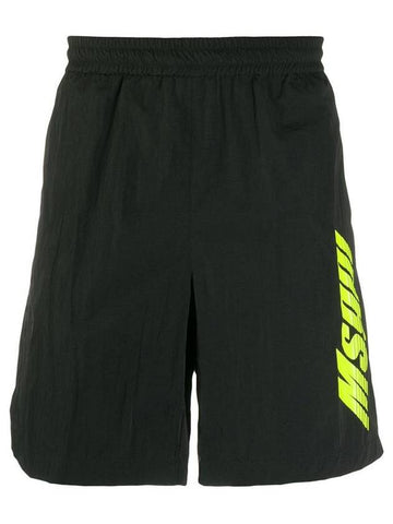 Neon Logo Bermuda Shorts Black - MSGM - BALAAN 1