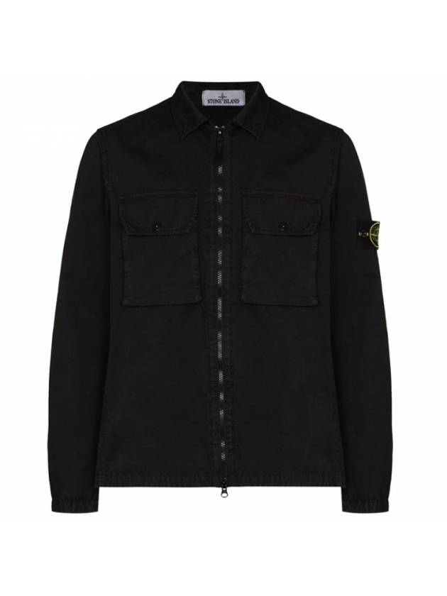 Wappen Patch Two Pocket Cotton Over Zip Jacket Black - STONE ISLAND - BALAAN 1