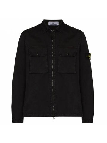 Wappen Patch Two Pocket Cotton Over Zip Jacket Black - STONE ISLAND - BALAAN 1