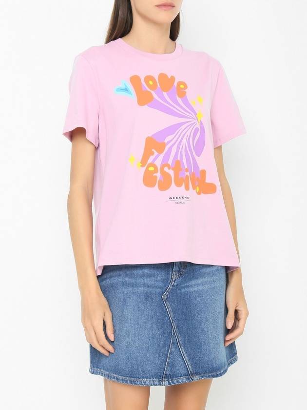 Max Mara SANTE Ssangde Logo Cotton T Shirt 59760439 005 Pink - WEEKEND MAX MARA - BALAAN 3