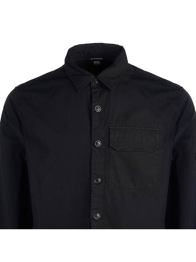 Lens Wappen Ripstop Shirt Zip Up Jacket Black - CP COMPANY - BALAAN 5