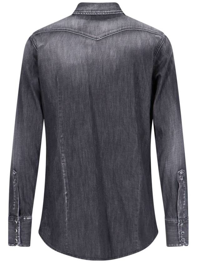 Denim Long Sleeve Shirt Black - DSQUARED2 - BALAAN 3