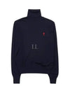 Heart Logo Wool Turtleneck Navy - AMI - BALAAN 2