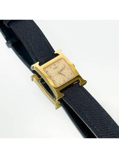 Gold H Hour Black Wristwatch 2VHEC22303 - HERMES - BALAAN 1