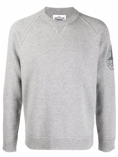 Geelong Wool Embroidery Crewneck Knit Top Light Grey - STONE ISLAND - BALAAN 2