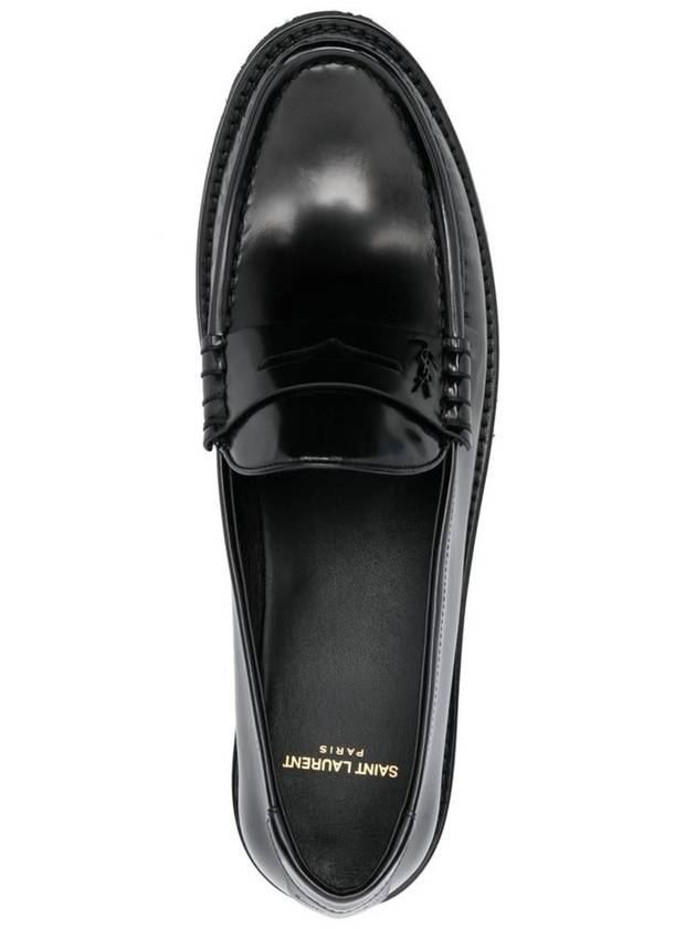 Monogram Leather Loafers Black - SAINT LAURENT - BALAAN 5