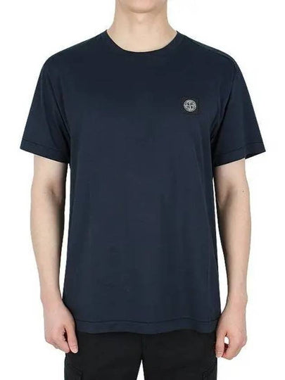 Slimfit Cotton Jersey Short Sleeve T-shirt Navy - STONE ISLAND - BALAAN 2