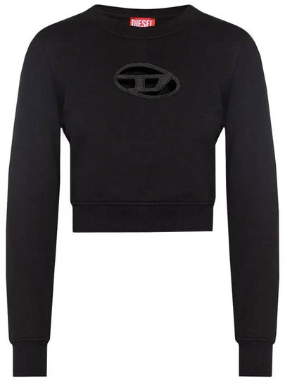 F Slimmy Cutout Logo Crop Sweatshirt Black - DIESEL - BALAAN 2