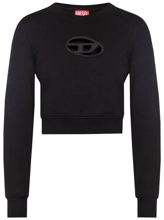 F Slimmy Cutout Logo Crop Sweatshirt Black - DIESEL - BALAAN 2