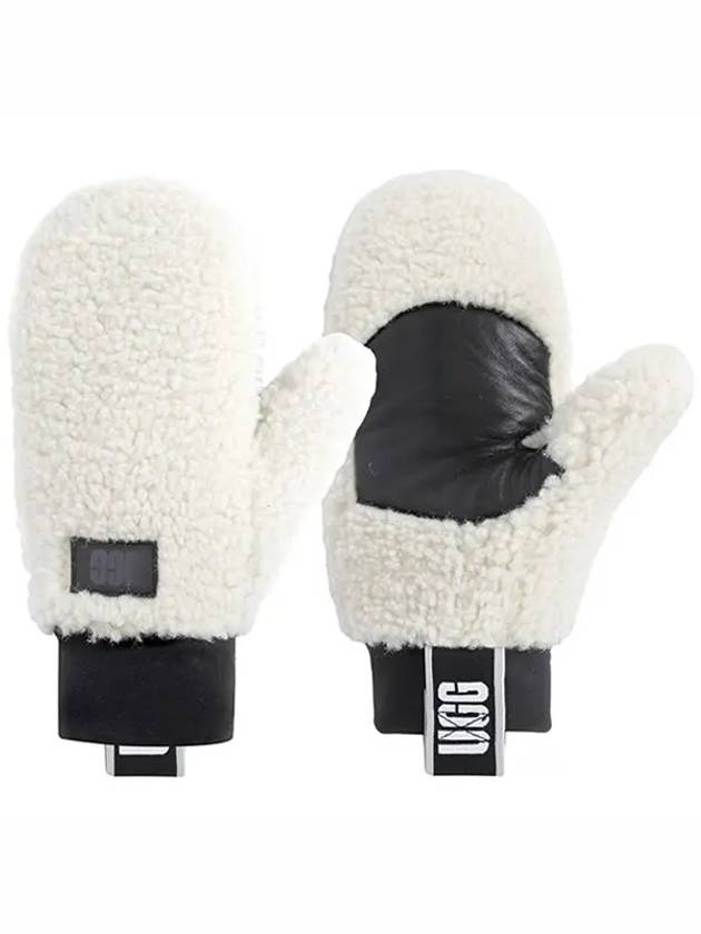 Women s Brushed Mittens Fluff Logo Tape Nimbus 101099 NMB - UGG - BALAAN 2