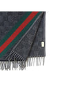 GG Web Wool Muffler Grey - GUCCI - BALAAN 4