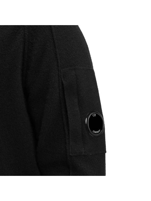 Men's Lens Wappen Lambswool Cardigan Black - CP COMPANY - BALAAN 5