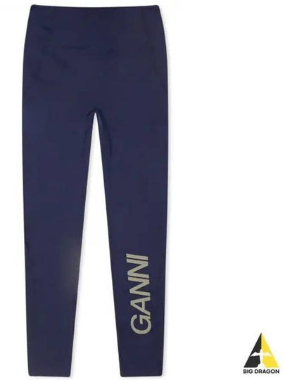 Logo Print Panel LeGGings Navy - GANNI - BALAAN 2