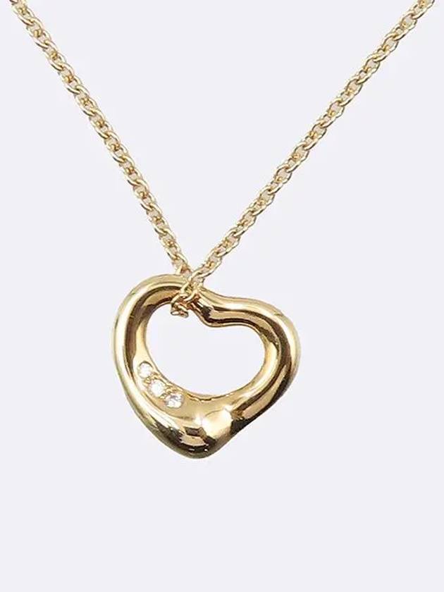 Tiffany 68119235 18K 750 yellow gold 3p diamond Elsa Ferretti open heart necklace 11MM - TIFFANY & CO. - BALAAN 1