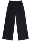 Ramus Studio Denzel Wool Belted Point Pintuck High Waist Wide Slacks Black - RAMUSTUDIO - BALAAN 1