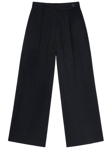 Ramus Studio Denzel Wool Belted Point Pintuck High Waist Wide Slacks Black - RAMUSTUDIO - BALAAN 1