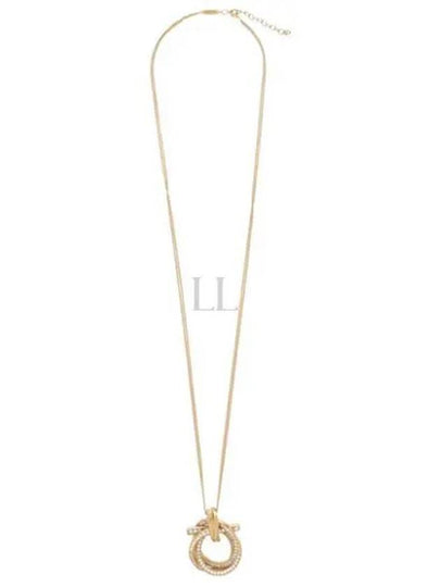 Gancini Pendant Crystal Necklace Gold - SALVATORE FERRAGAMO - BALAAN 2