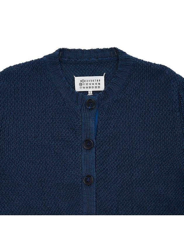 Hemp Basket Weave Knit Cardigan Blue - MAISON MARGIELA - BALAAN 4